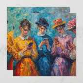 Menschen des 19. Jahrhunderts mit Smartphones Einladung (Vorne/Hinten)