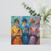 Menschen des 19. Jahrhunderts mit Smartphones Einladung (Stehend Vorderseite)