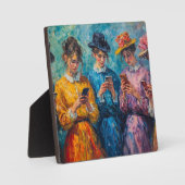 Menschen des 19. Jahrhunderts mit Smartphones Fotoplatte (Vorderseite)