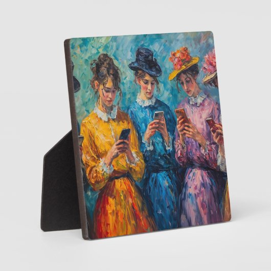 Menschen des 19. Jahrhunderts mit Smartphones Fotoplatte (Vorderseite)