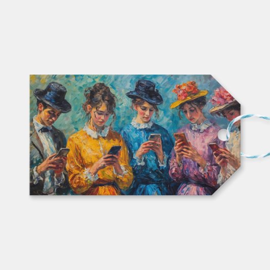 Menschen des 19. Jahrhunderts mit Smartphones Geschenkanhänger (Vorderseite (Horizontal))