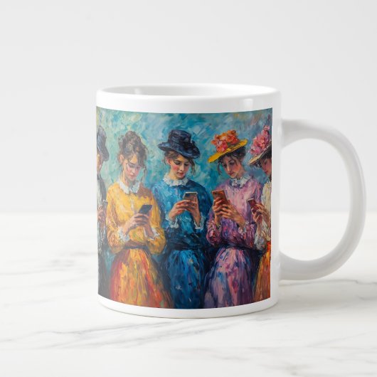 Menschen des 19. Jahrhunderts mit Smartphones Jumbo-Tasse (Rechts)