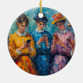 Menschen des 19. Jahrhunderts mit Smartphones Keramik Ornament (Hinten)