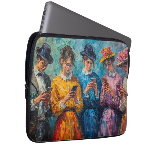 Menschen des 19. Jahrhunderts mit Smartphones Laptopschutzhülle (Vorne Rechts)