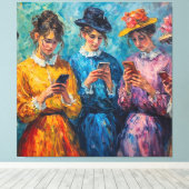 Menschen des 19. Jahrhunderts mit Smartphones Leinwanddruck (Insitu (Holzboden))