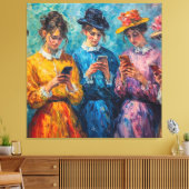 Menschen des 19. Jahrhunderts mit Smartphones Leinwanddruck (Insitu (Wohnzimmer))