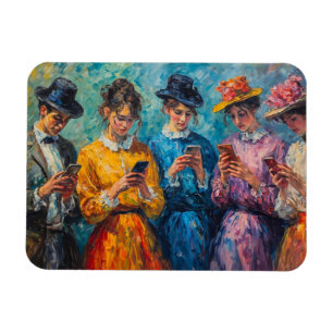 Menschen des 19. Jahrhunderts mit Smartphones Magnet