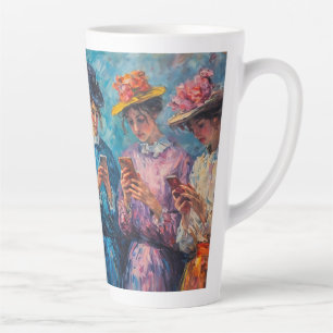 Menschen des 19. Jahrhunderts mit Smartphones Milchtasse