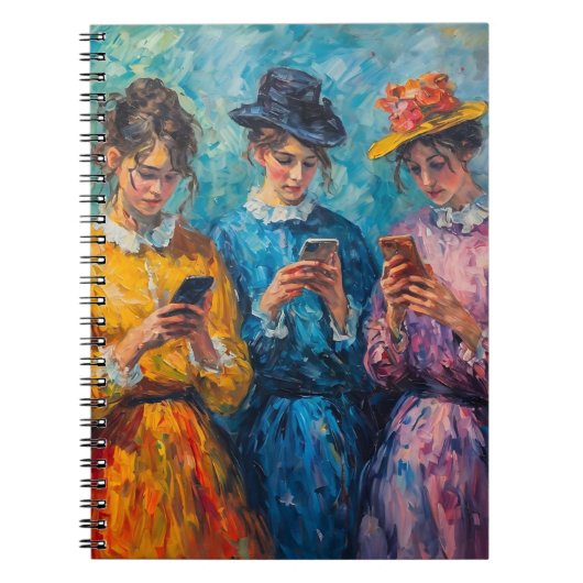 Menschen des 19. Jahrhunderts mit Smartphones Notizblock (Vorderseite)