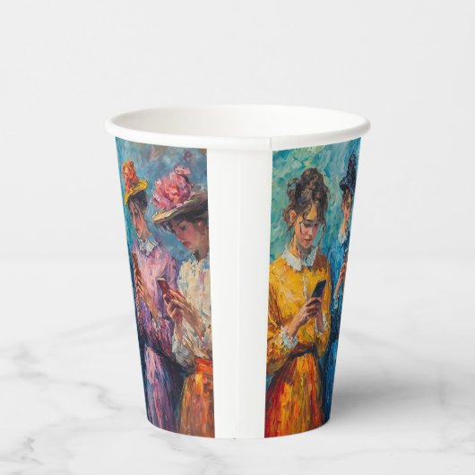 Menschen des 19. Jahrhunderts mit Smartphones Pappbecher (Rechts)