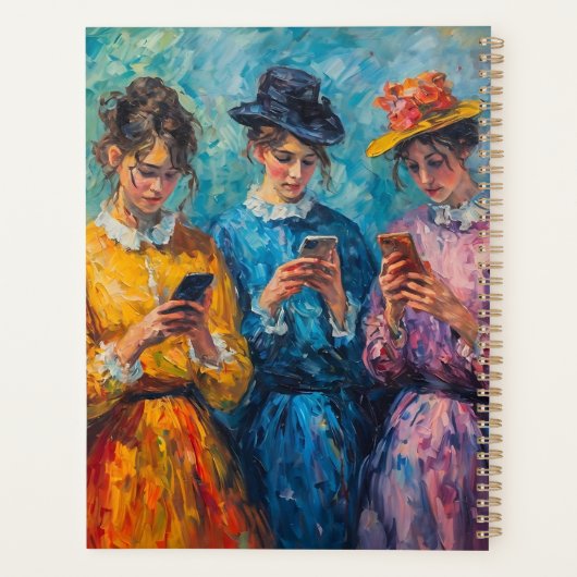 Menschen des 19. Jahrhunderts mit Smartphones Planer (Rückseite)