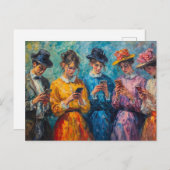 Menschen des 19. Jahrhunderts mit Smartphones Postkarte (Vorne/Hinten)