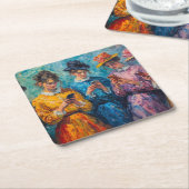 Menschen des 19. Jahrhunderts mit Smartphones Rechteckiger Pappuntersetzer (angewinkelt)