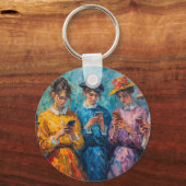 Menschen des 19. Jahrhunderts mit Smartphones Schlüsselanhänger (Rückseite)