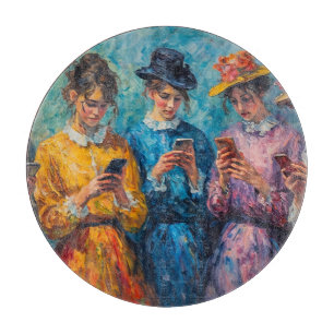 Menschen des 19. Jahrhunderts mit Smartphones Schneidebrett