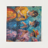 Menschen des 19. Jahrhunderts mit Smartphones Wandteppich (Vorderseite (Horizontal))