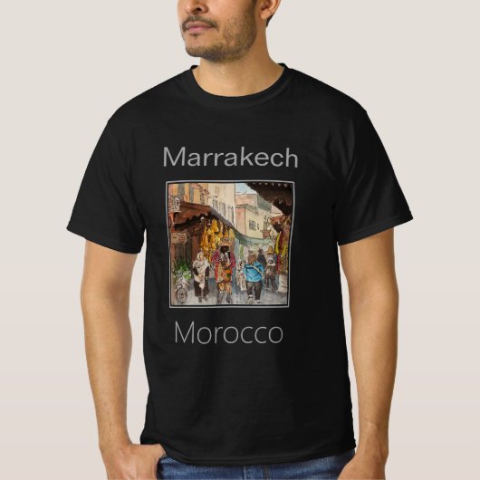 Menschen, die die Marktstraße Marrakesch Marokko l T-Shirt (Vorderseite)
