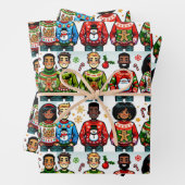 Menschen, die lustige Weihnachtssüßer tragen Geschenkpapier Set (Beispiel)