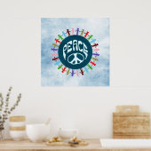 Menschen, die sich in einem Friedenssymbol um die  Poster (Küche)