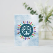 Menschen, die sich in einem Friedenssymbol um die Postkarte (Stehend Vorderseite)