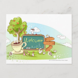 Menschen entspannen sich durch Informationszeichen Postkarte