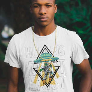 Menschen existieren nicht Funny Geek Ufo Alien Gra T-Shirt