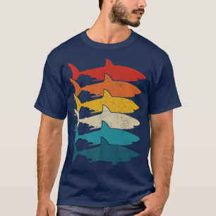 Menschen Hai Vintage Fisch Angeln Weißer Hai T-Shirt