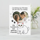 Menschen heiraten Niedliche Katzen Liebhaber Hand Save The Date (Stehend Vorderseite)