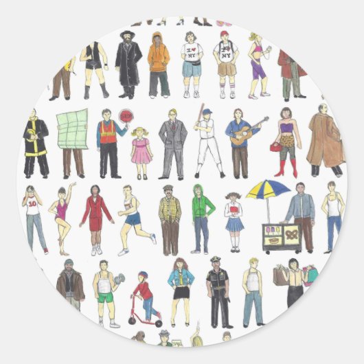 Menschen im New Yorker NYC Runder Aufkleber (Vorderseite)