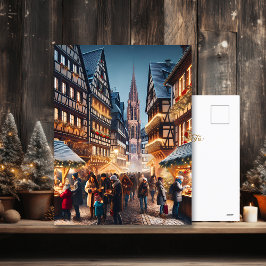 Menschen in Straßburg, Frankreich, Weihnachtsmarkt Feiertagspostkarte