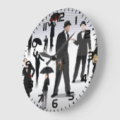 Menschen mit Regenschirmen Große Wanduhr (Winkel)