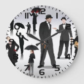 Menschen mit Regenschirmen Große Wanduhr (Vorderseite)