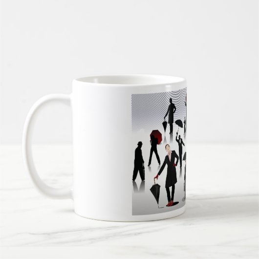 Menschen mit Regenschirmen Kaffeetasse (Links)