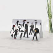 Menschen mit Regenschirmen Karte (Vorderseite)