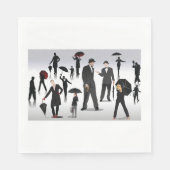 Menschen mit Regenschirmen Serviette (Vorderseite)