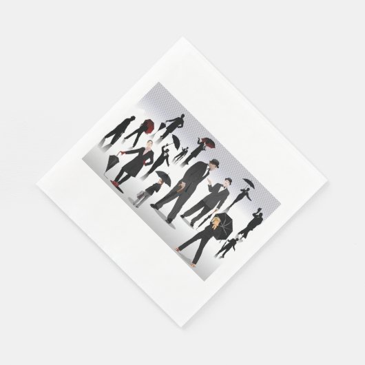 Menschen mit Regenschirmen Serviette (Ecke)