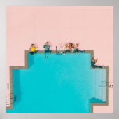 Menschen neben Billardbildern Poster (Vorne)