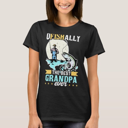 Menschen offiziell bester Opa jemals Fischen Angle T-Shirt (Vorderseite)