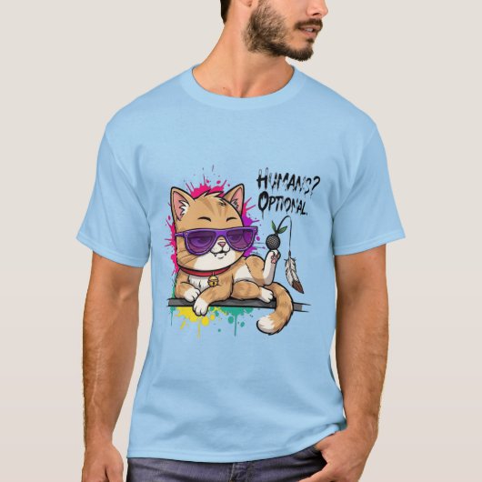 Menschen? Optional – Coole Katze mit Sonnenbrille  T-Shirt (Vorderseite)