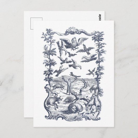 Menschen, Vögel und andere Tiere 1776 Etching Postkarte (Vorne/Hinten)