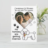 Menschen werden verheiratet Poodle Hund über Hand  Save The Date (Stehend Vorderseite)