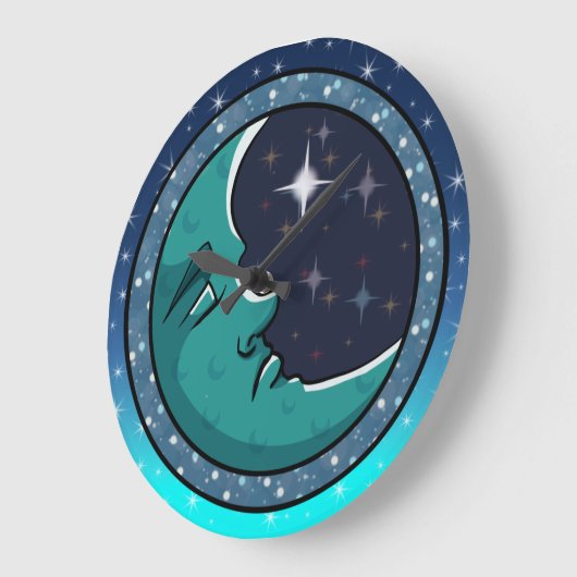 Menschengesicht auf dem Mond Große Wanduhr (Winkel)
