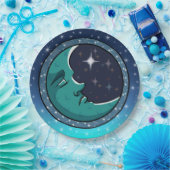 Menschengesicht auf dem Mond Pappteller (Party)