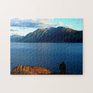 Menschenkreuze bezaubern Sonnenuntergangslicht in Puzzle