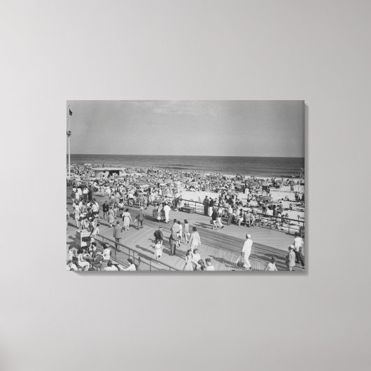 Menschenmenge am Strand Leinwanddruck (Vorderseite)