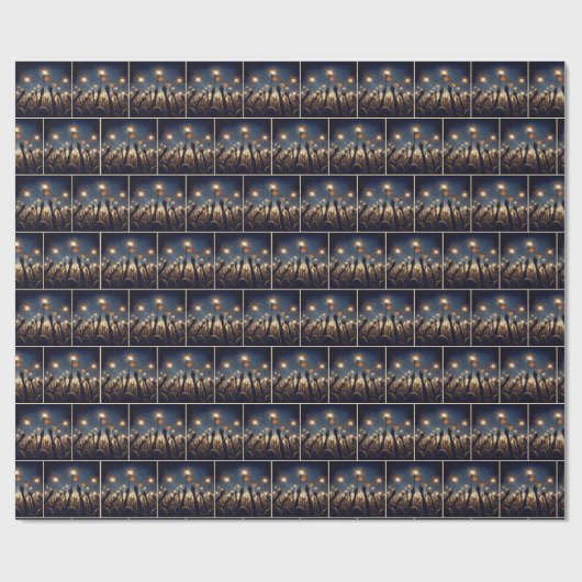 Menschenmenge mit amerikanischen Fahnen und Sparkl Geschenkpapier (Flach)