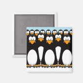 Menschenmenge von Funny Cartoon Pinguinen auf Schn Magnet (Vorderseite/Rückseite)