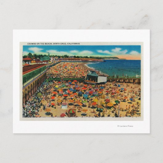 Menschenmengen am Strand, Santa Cruz, Santa Cruz, Postkarte (Vorderseite)