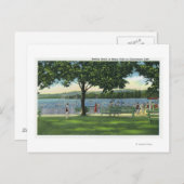 Menschenmengen am Strand und Park auf Chautauqua Postkarte (Vorne/Hinten)