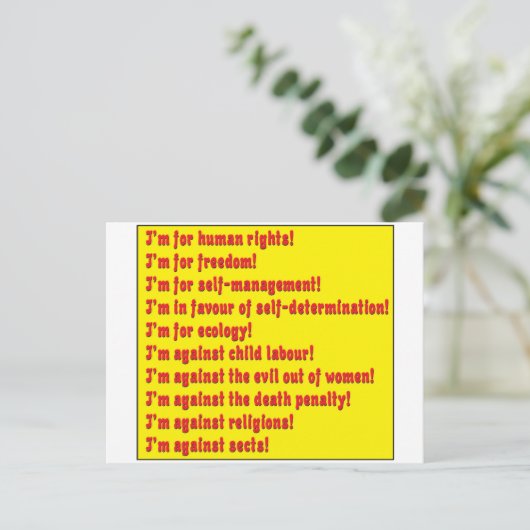 Menschenrechte Postkarte (Stehend Vorderseite)